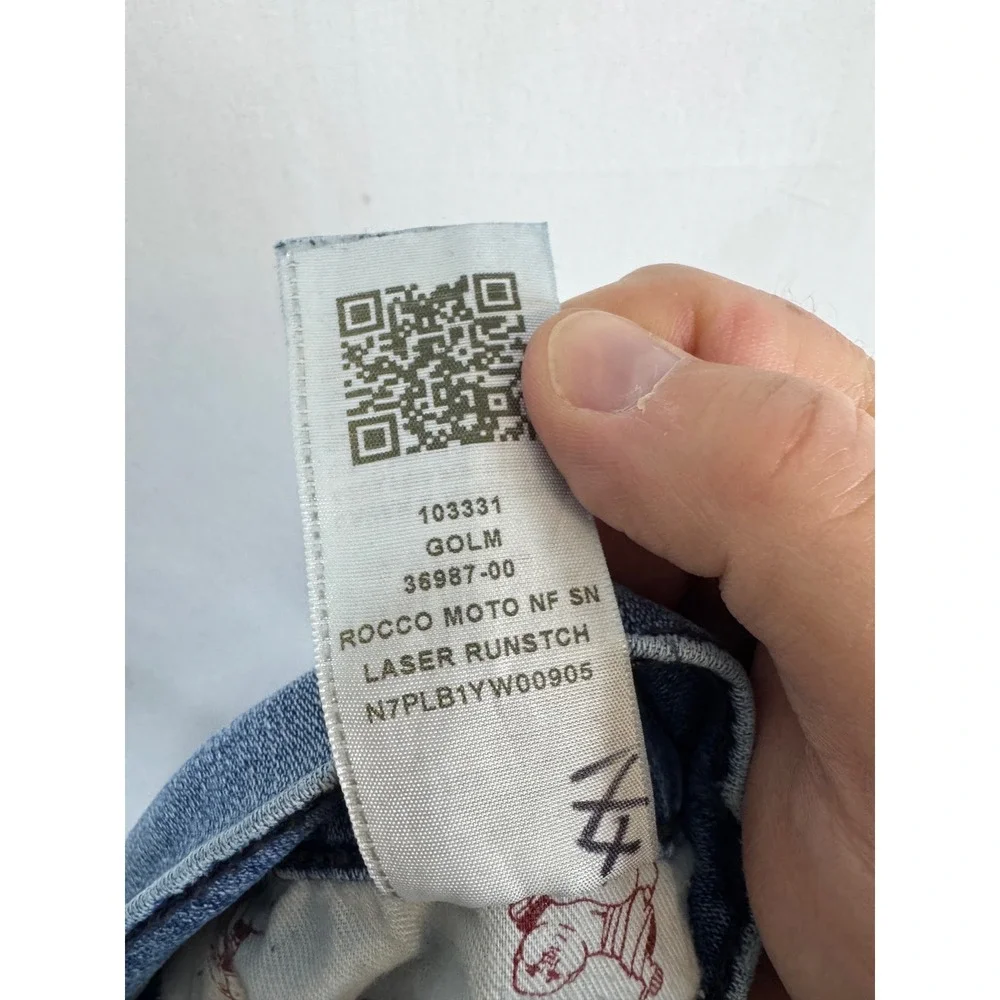 True Religion Rocco Relaxed Skinny Moto Jeans Light Wash‎ Blue Men 44X34